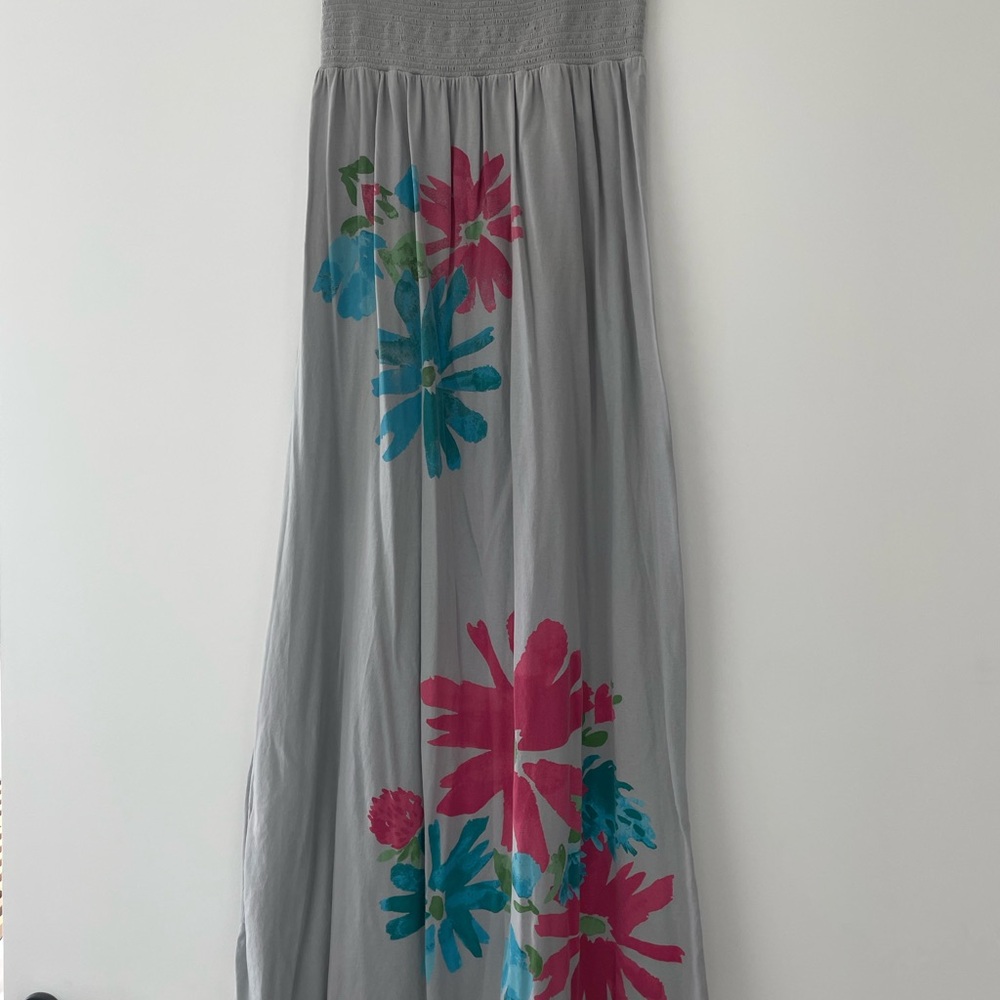 Floral Gray Maxi Skirt